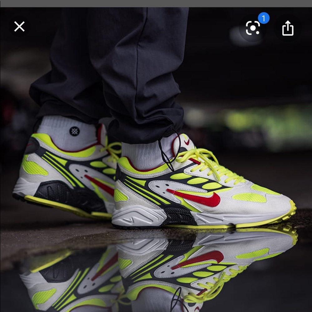Nike Air Ghost Racer-White/Atom Red-Neon Yellow - Picture 5 of 9